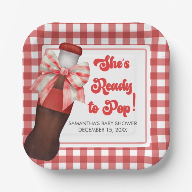 Plato De Papel She's Ready to Pop Baby Shower  (Anverso)