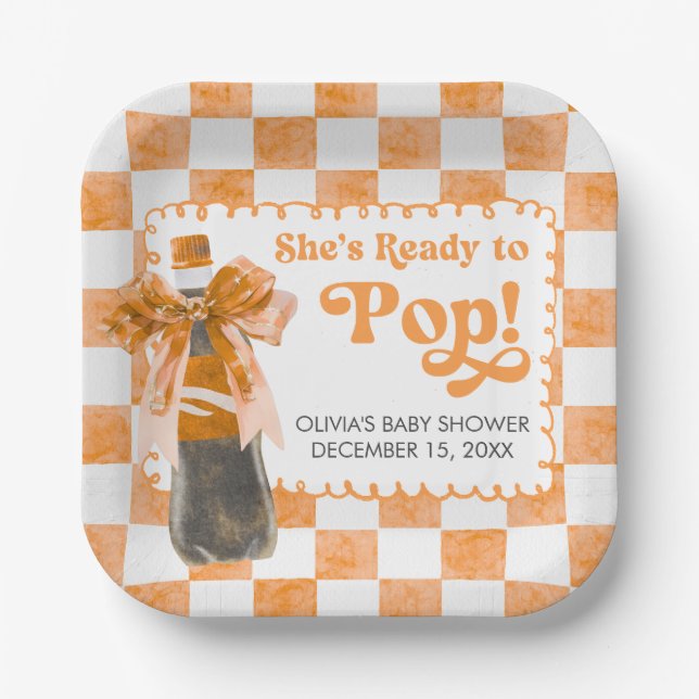 Plato De Papel She's Ready to Pop Baby Shower (Anverso)