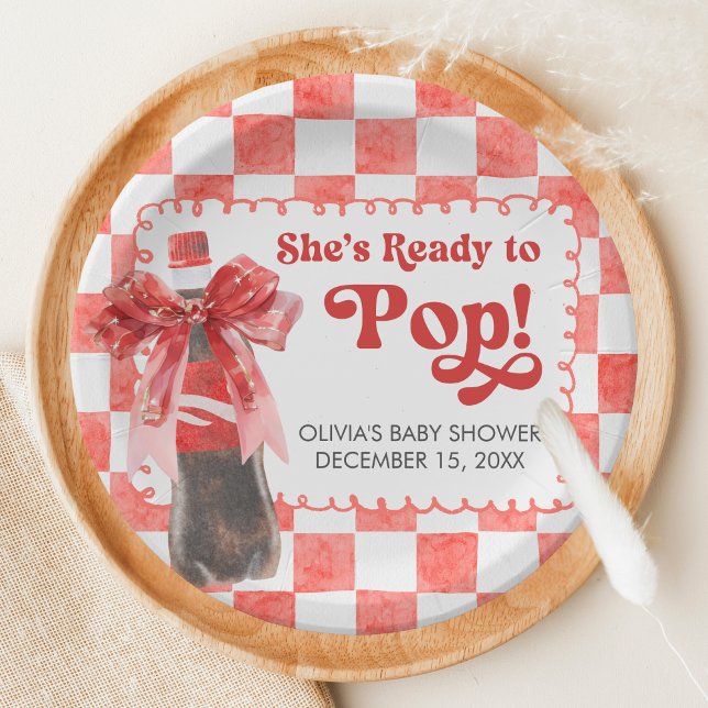 Plato De Papel She's Ready to Pop Baby Shower (She's Ready to Pop Cola Baby Shower Paper Plate)