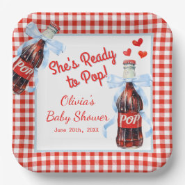 Plato De Papel She's Ready to Pop Baby Shower | Red Gingham