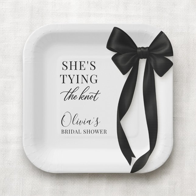 Plato De Papel She's Tying The Knot Black Bow Party (Subido por el creador)