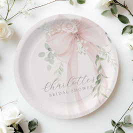 Plato De Papel She's tying the knot Bow Bridal Shower