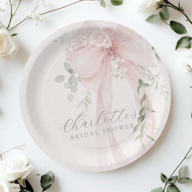Plato De Papel She's tying the knot Bow Bridal Shower (Subido por el creador)