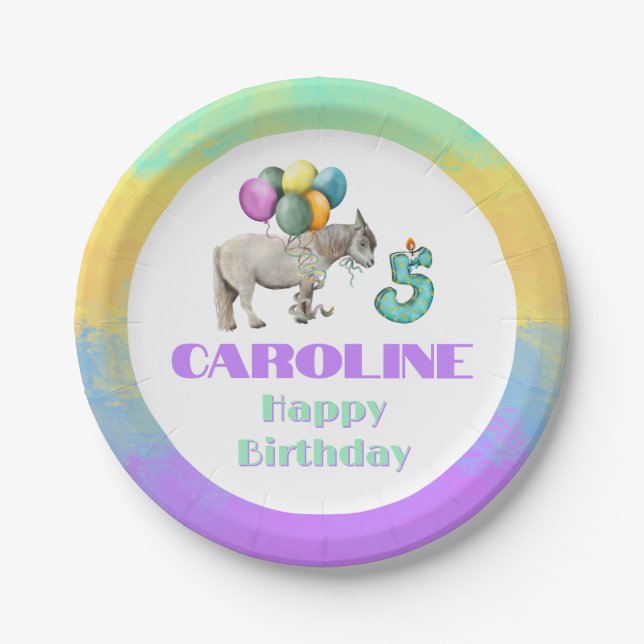 Plato De Papel Shetland Horse Birthday Party Balloons (Anverso)