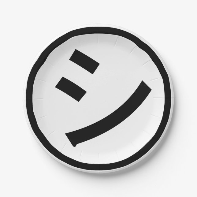 Plato De Papel ㋛ Shi Kana Katakana Emoji sonriente / Emoticon (Anverso)