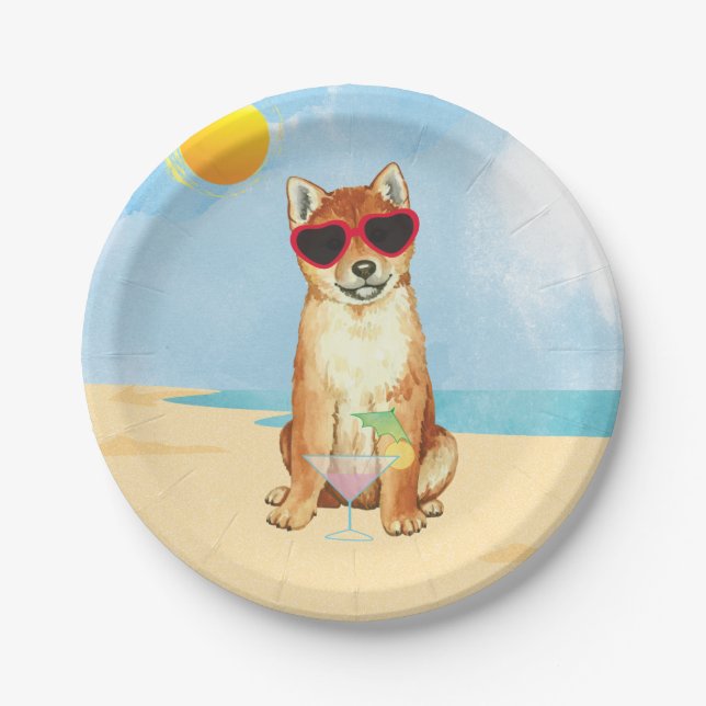 Plato De Papel Shiba inu de verano (Anverso)