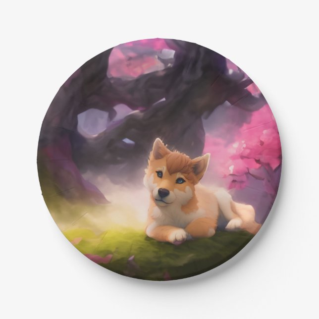 Plato De Papel Shiba Inu Fantasy Anime (Anverso)