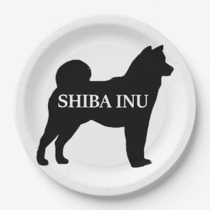 Plato De Papel Shiba Inu nombre silo negro