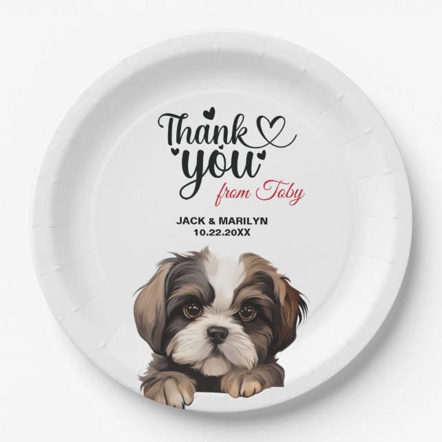 Plato De Papel Shih Tzu Boda Gracias (Anverso)
