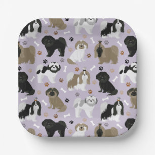 Plato De Papel Shih Tzu Perro garras y bolsas de papel