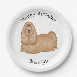 Plato De Papel Shih tzu personalizado de pelo largo ilustracion