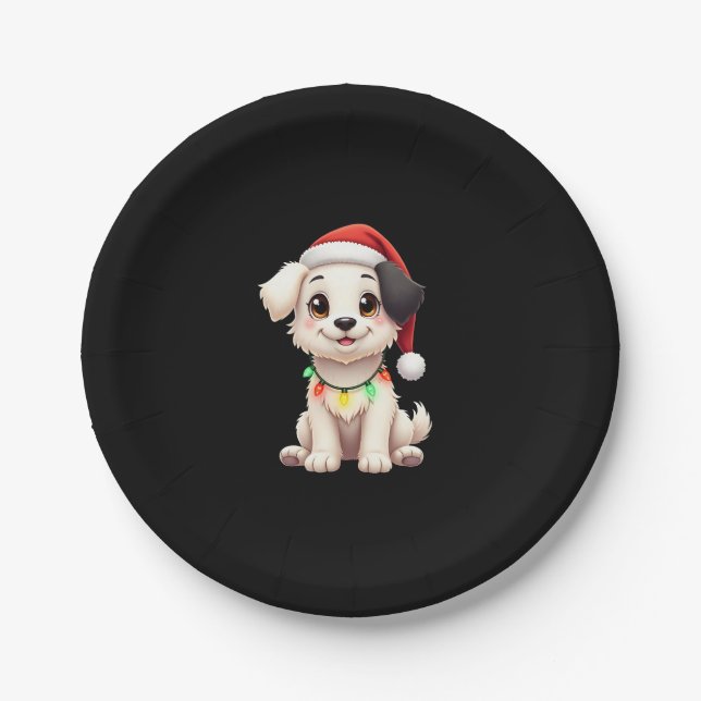Plato De Papel Shih Tzu Santa Christmas Tree Lights Xmas Dog Love (Anverso)