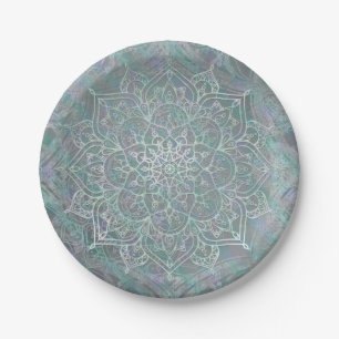 Plato De Papel Shimmer irlandés Mandala Boho Moda