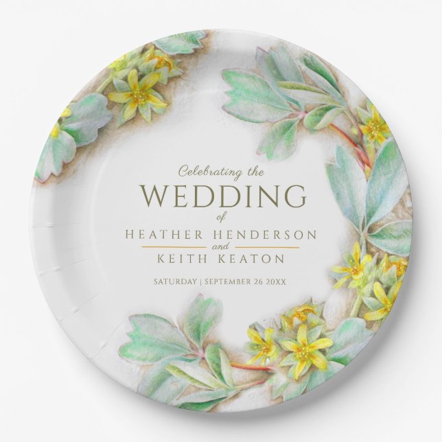 Plato De Papel Sibbaldia procumbina boda de acuarela de flores si (Anverso)