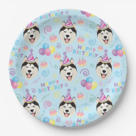 Plato De Papel Siberian Husky Birthday Party Paper Plates Blue