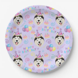 Plato De Papel Siberian Husky Birthday Party Paper Plates Purple