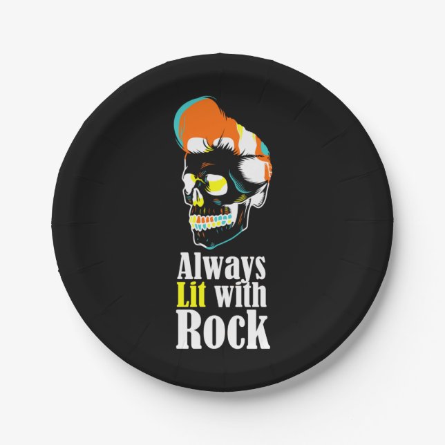 Plato De Papel Siempre iluminado con rock (Anverso)