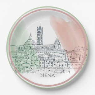 Plato De Papel Siena Italia Con Un Esbozo De Colores De Bandera I