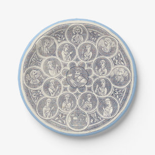Plato De Papel Siete virtudes y Jesucristo