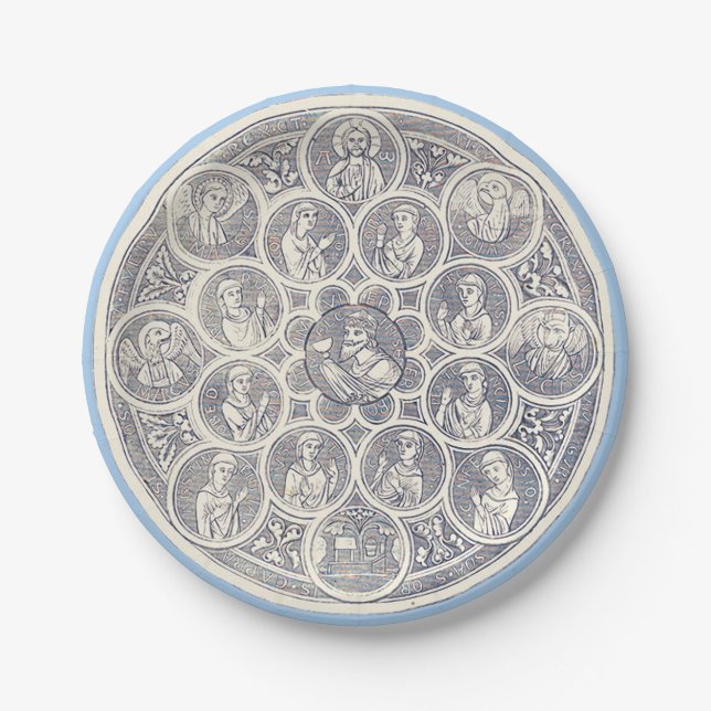 Plato De Papel Siete virtudes y Jesucristo (Anverso)
