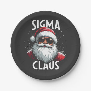 Plato De Papel Sigma Claus Divertido Gen Alfa Navidad Escuela Sec