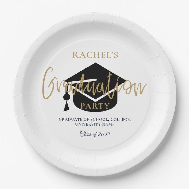 Plato De Papel Signo de bienvenida de la fiesta de graduación de  (Anverso)