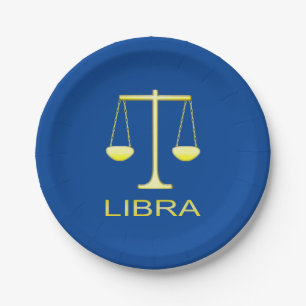 Plato De Papel Signo de estrella de balanzas de oro de Libra