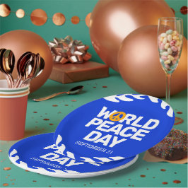 Plato De Papel Signo de paz del Día Mundial de la Paz del Naranja