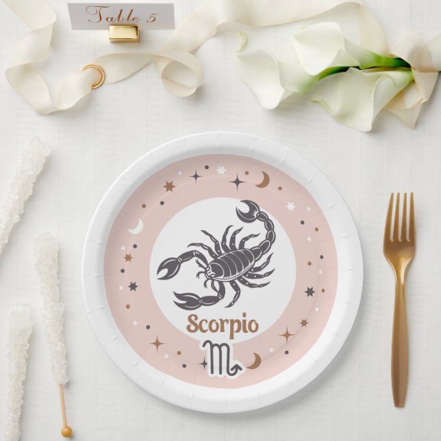 Plato De Papel Signo zodiacal Escorpio (Boda)