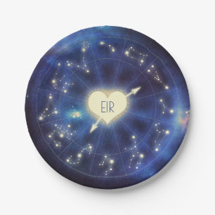 Plato De Papel Signos del zodíaco Constellation Starry Night Bo