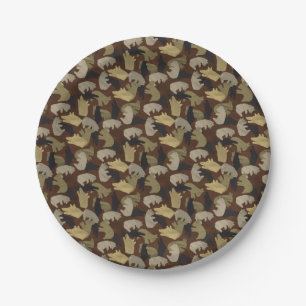 Plato De Papel Silhouette Animal Camouflage Brown