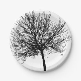 Plato De Papel Silhouette de árbol