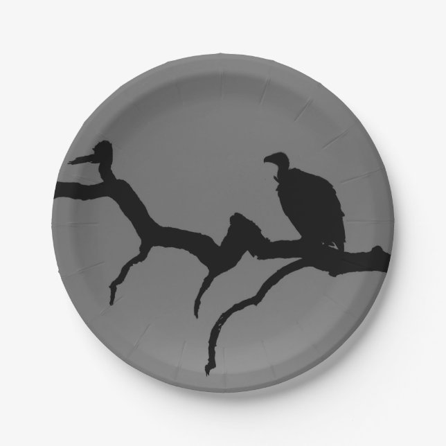 Plato De Papel Silhouette de buitres (Anverso)