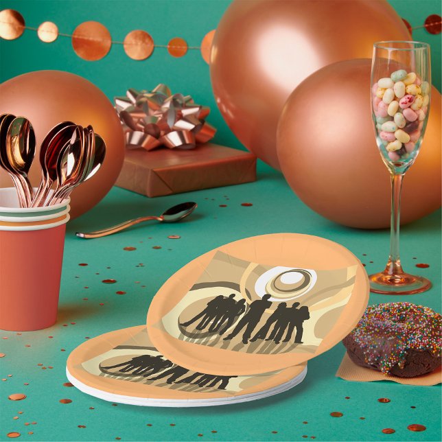 Plato De Papel Silhouette retro con círculos abstractos (Subido por el creador)