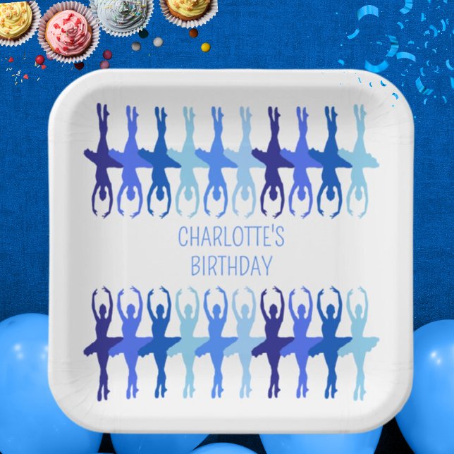 Plato De Papel Silhouettes del grupo Blue Ballerina Personalizado (Subido por el creador)