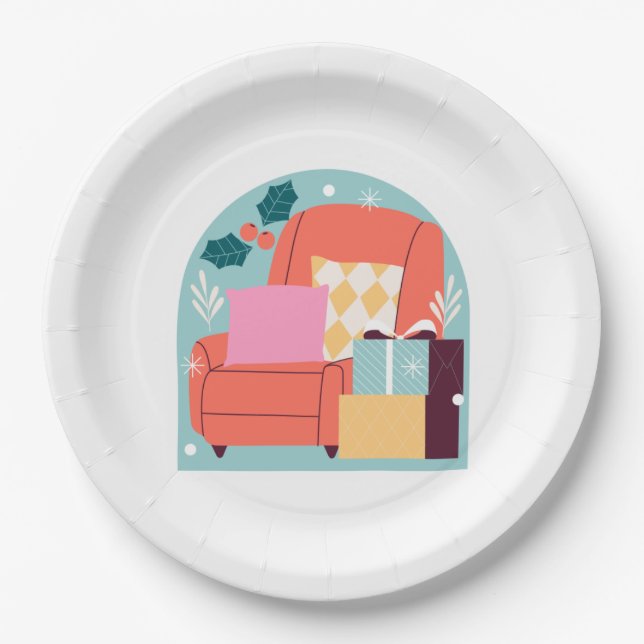 Plato De Papel Silla de Navidad (Anverso)