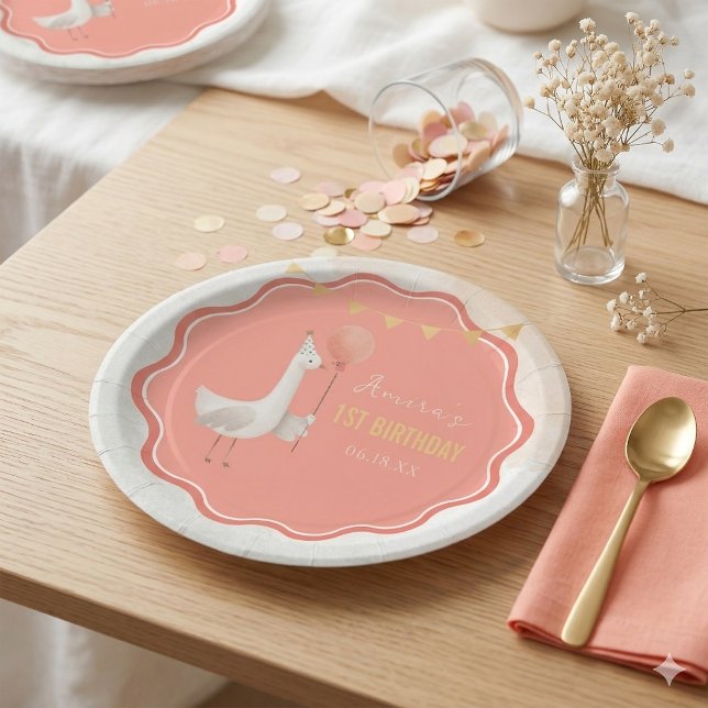 Plato De Papel silly goose 1st birthday personalized (Subido por el creador)