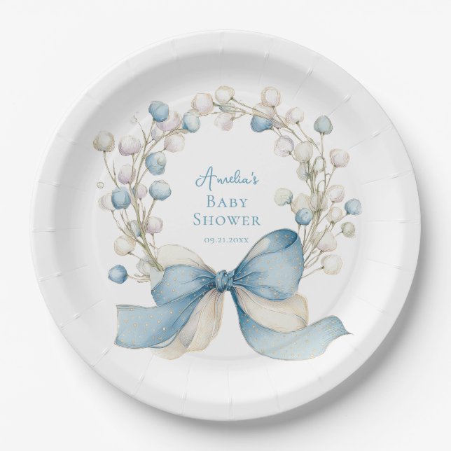 Plato de papel Silly Goose Blue Ribbon & Berry (Anverso)