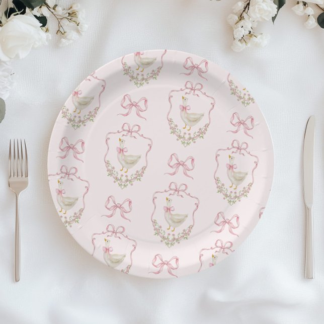 Plato De Papel Silly Goose escudo Rosa Bow (Subido por el creador)
