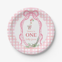 Plato De Papel Silly Goose First Birthday Pink 