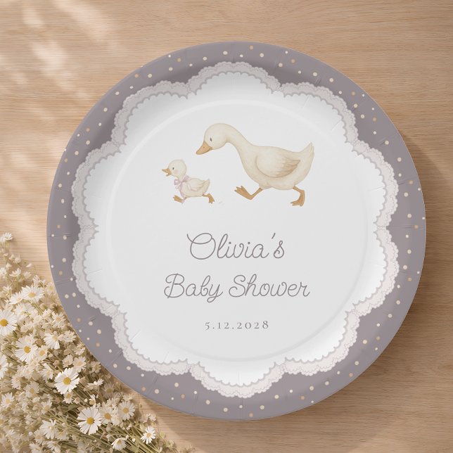 Plato De Papel Silly Goose Gender Neutral Baby Shower (Subido por el creador)