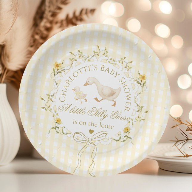 Plato De Papel Silly Goose Gender neutral Yellow Baby Shower (Subido por el creador)