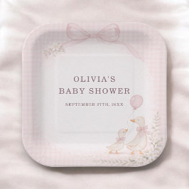 Plato De Papel Silly Goose Pink Baby Shower Party