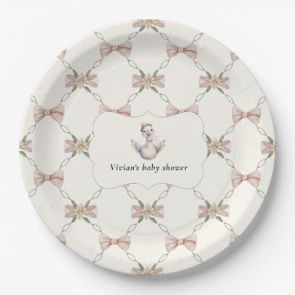 Plato De Papel Silly Goose Preppy Bow Baby Shower
