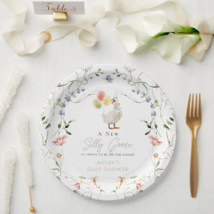 Plato De Papel Silly Goose Wildflower Floral Baby Shower