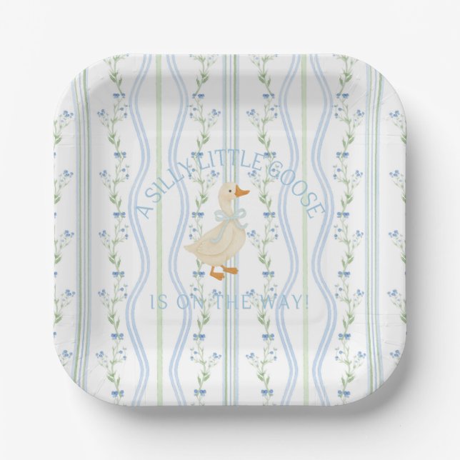 Plato De Papel Silly Little Goose Baby Shower  (Anverso)