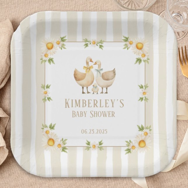 Plato De Papel Silly Little Goose Gender Neutral Baby Shower (Subido por el creador)