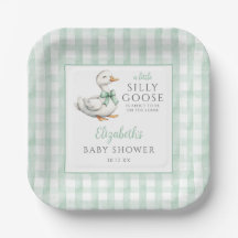 Silly Little Goose Green Gingham Baby Shower