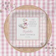 Silly Little Goose Pink Gingham Baby Shower