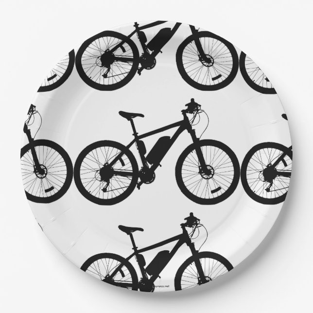 Plato De Papel Silueta de bicicleta (Anverso)